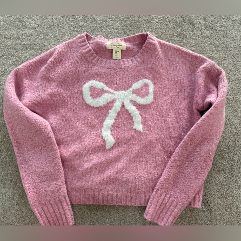 Jessica Simpson Pink Sweater with Bow Accent